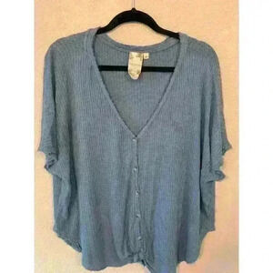 Blu Pepper waffle knit top sz L casual lightweight loose flowy